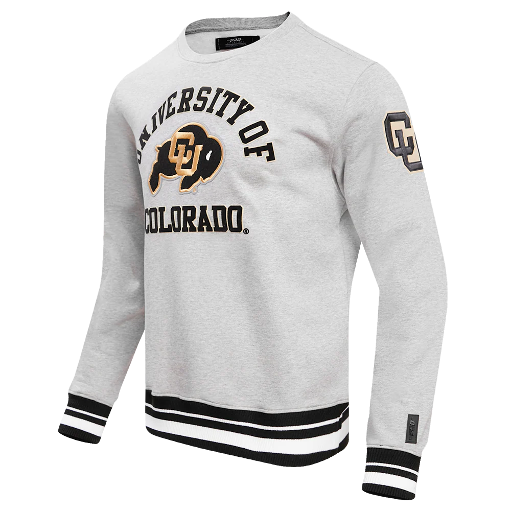 UNIVERSITY OF COLORADO CLASSIC MEN'S STACKED LOGO CREWNECK (HEATHER GRAY/BLACK) - Image 2