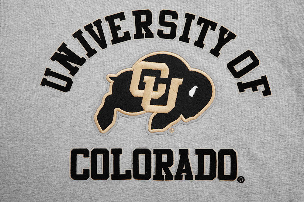 UNIVERSITY OF COLORADO CLASSIC MEN'S STACKED LOGO CREWNECK (HEATHER GRAY/BLACK) - Image 5