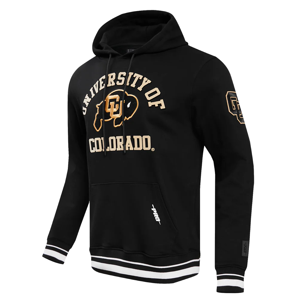 UNIVERSITY OF COLORADO CLASSIC MEN'S STACKED LOGO PULLOVER HOODIE (BLACK) - Image 2