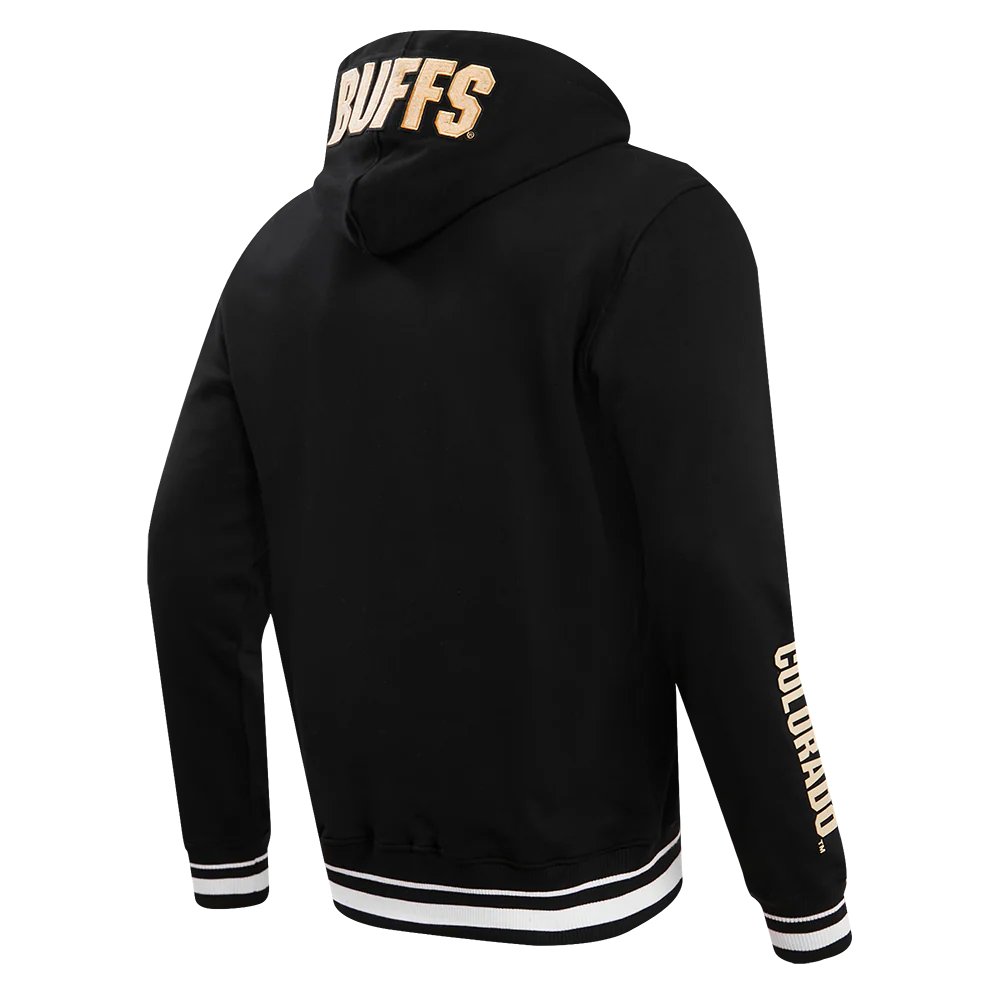UNIVERSITY OF COLORADO CLASSIC MEN'S STACKED LOGO PULLOVER HOODIE (BLACK) - Image 3