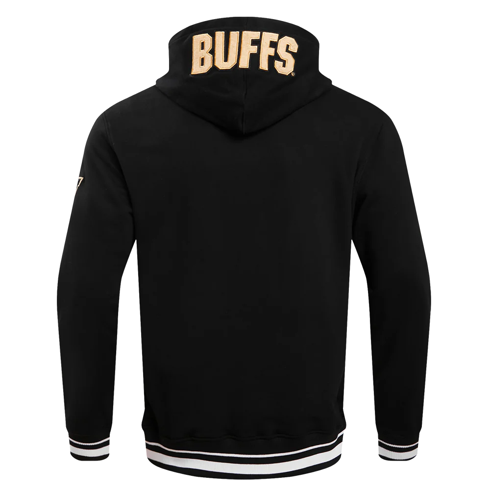 UNIVERSITY OF COLORADO CLASSIC MEN'S STACKED LOGO PULLOVER HOODIE (BLACK) - Image 4