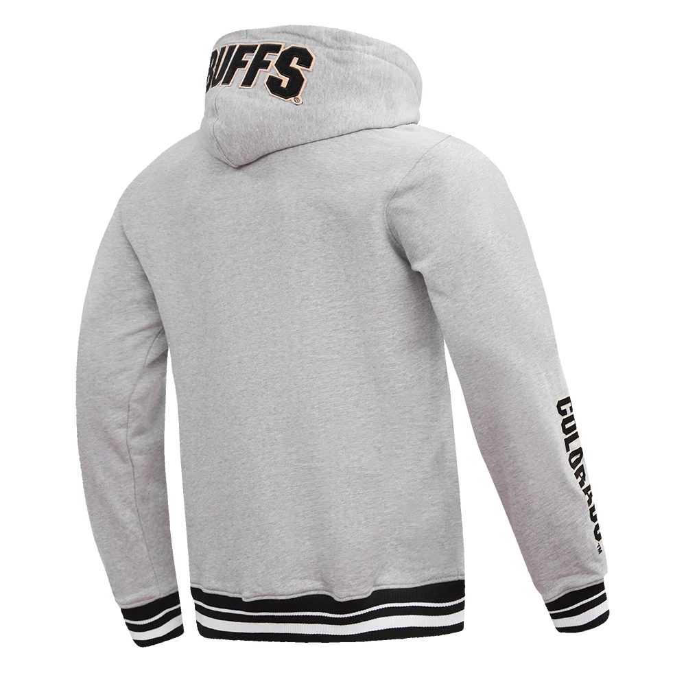 UNIVERSITY OF COLORADO CLASSIC MEN'S STACKED LOGO PULLOVER HOODIE (HEATHER GRAY/BLACK) - Image 3