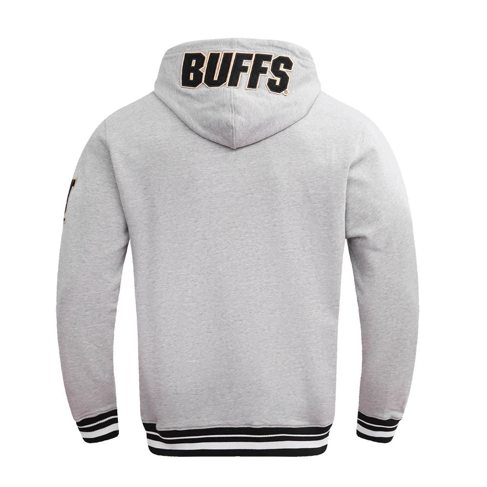 UNIVERSITY OF COLORADO CLASSIC MEN'S STACKED LOGO PULLOVER HOODIE (HEATHER GRAY/BLACK) - Image 4
