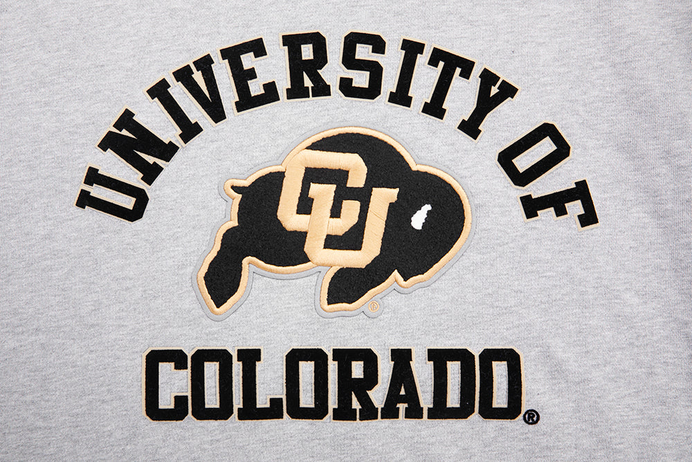 UNIVERSITY OF COLORADO CLASSIC MEN'S STACKED LOGO PULLOVER HOODIE (HEATHER GRAY/BLACK) - Image 5