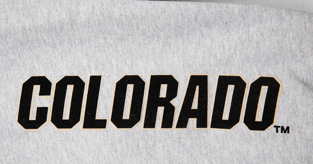 UNIVERSITY OF COLORADO CLASSIC MEN'S STACKED LOGO PULLOVER HOODIE (HEATHER GRAY/BLACK) - Image 6