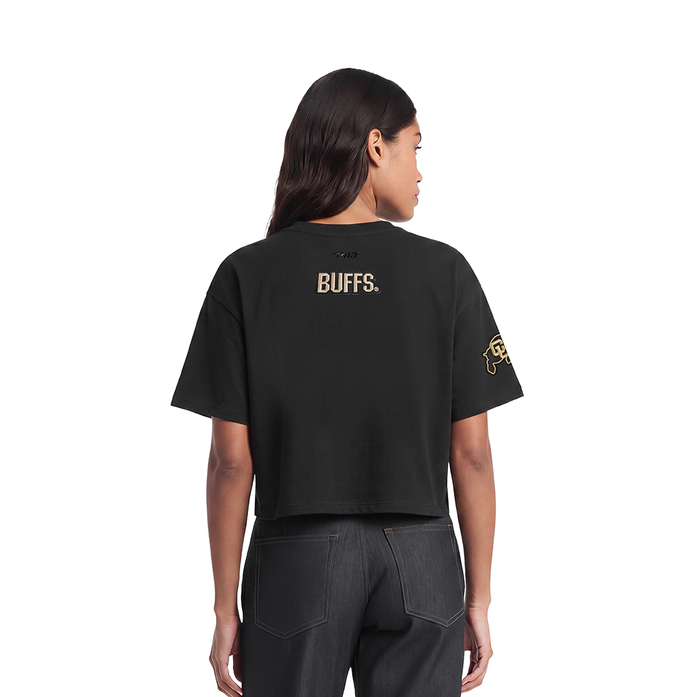 UNIVERSITY OF COLORADO CLASSIC WOMEN'S SINGLE JERSEY BOXY TEE (BLACK) - Image 2