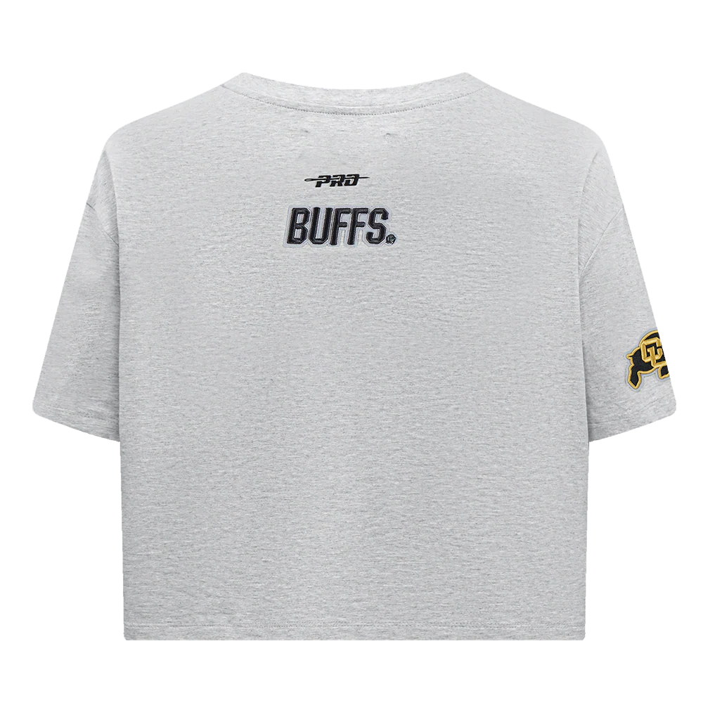 UNIVERSITY OF COLORADO CLASSIC WOMEN'S SINGLE JERSEY BOXY TEE (HEATHER GREY) - Image 3