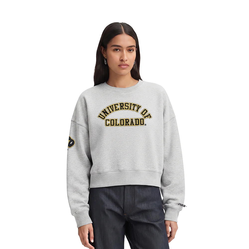 UNIVERSITY OF COLORADO CLASSIC WOMEN'S FLEECE CREWNECK (HEATHER GREY)