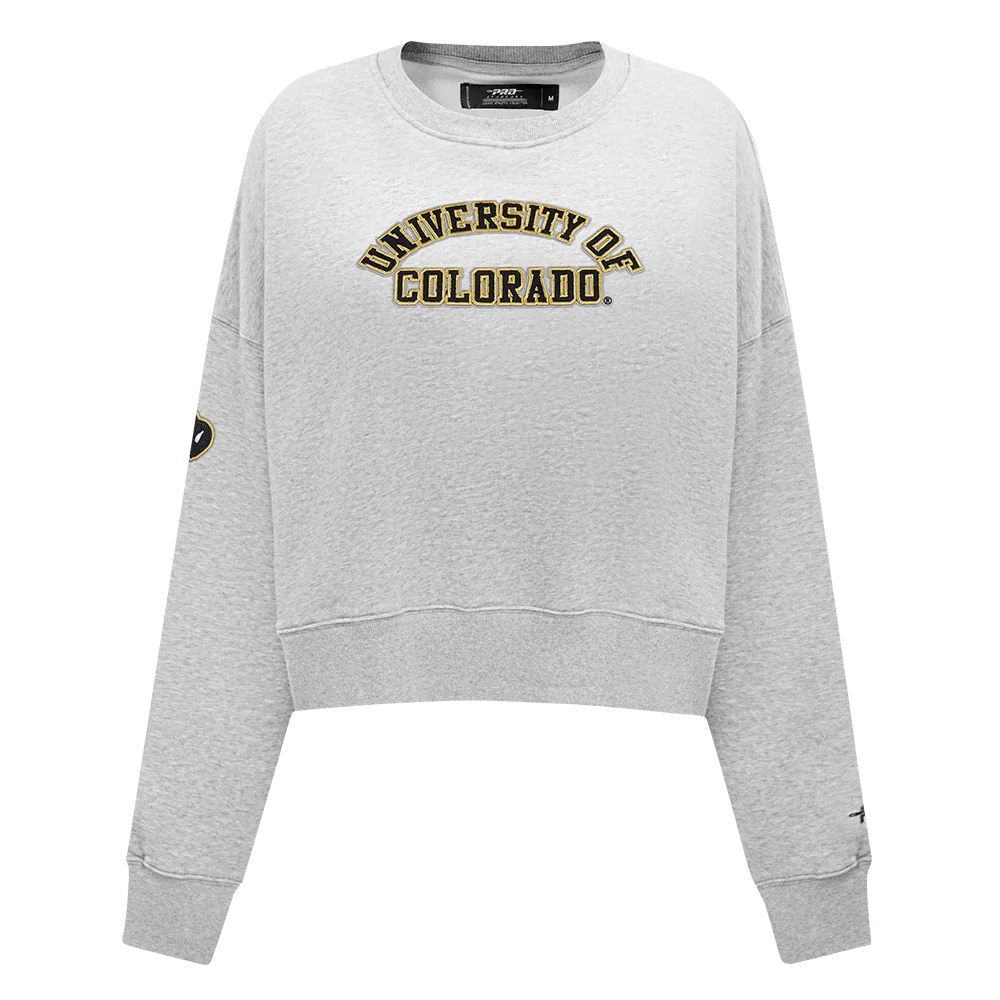 UNIVERSITY OF COLORADO CLASSIC WOMEN'S FLEECE CREWNECK (HEATHER GREY) - Image 3
