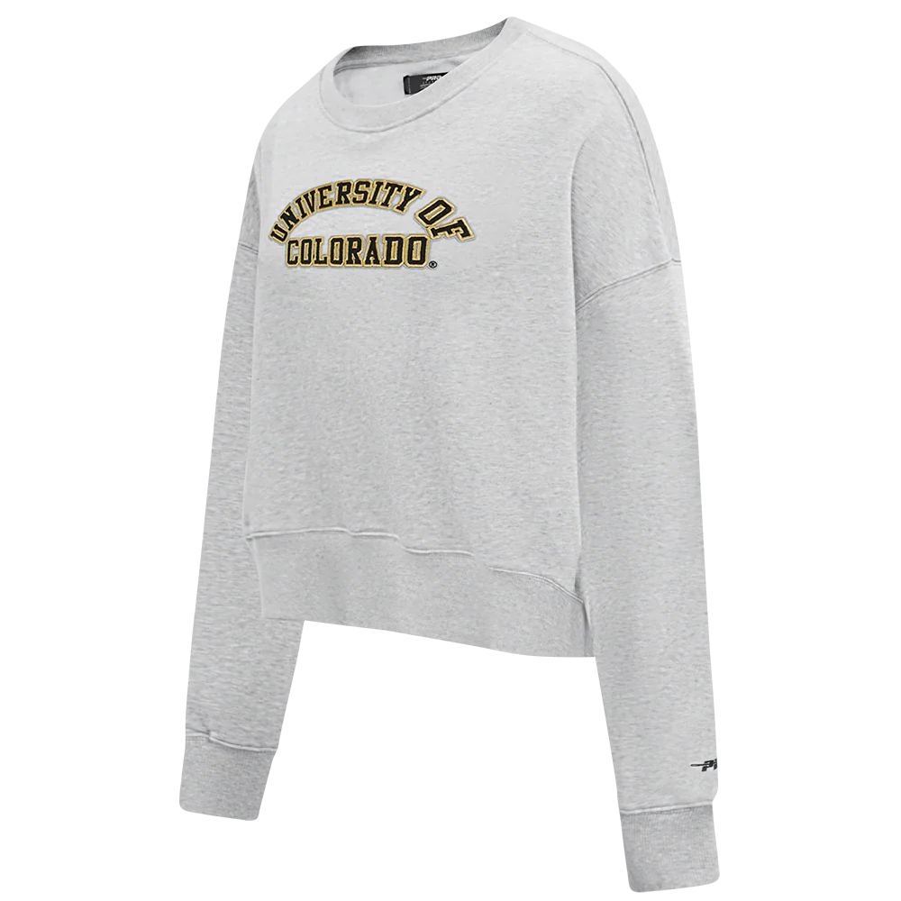 UNIVERSITY OF COLORADO CLASSIC WOMEN'S FLEECE CREWNECK (HEATHER GREY) - Image 4