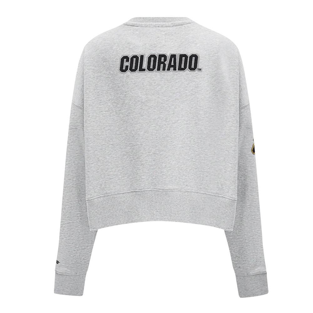 UNIVERSITY OF COLORADO CLASSIC WOMEN'S FLEECE CREWNECK (HEATHER GREY) - Image 5