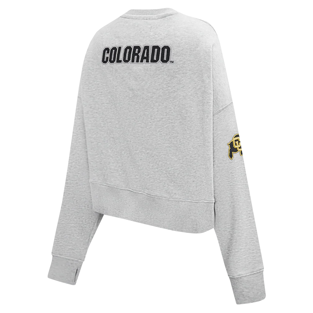 UNIVERSITY OF COLORADO CLASSIC WOMEN'S FLEECE CREWNECK (HEATHER GREY) - Image 6