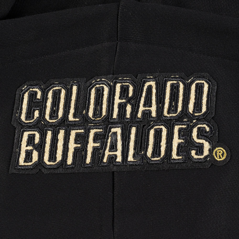 UNIVERSITY OF COLORADO CLASSIC WOMEN'S RIB FLEECE CROPPED PULLOVER HOODIE (BLACK) - Image 9