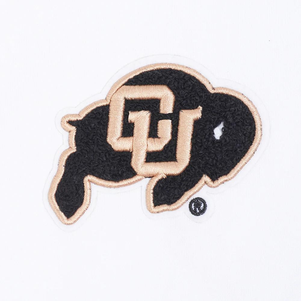 UNIVERSITY OF COLORADO CLASSIC W RIB FLEECE CROPPED PULLOVER HOODIE (WHITE/BLACK) - Image 5