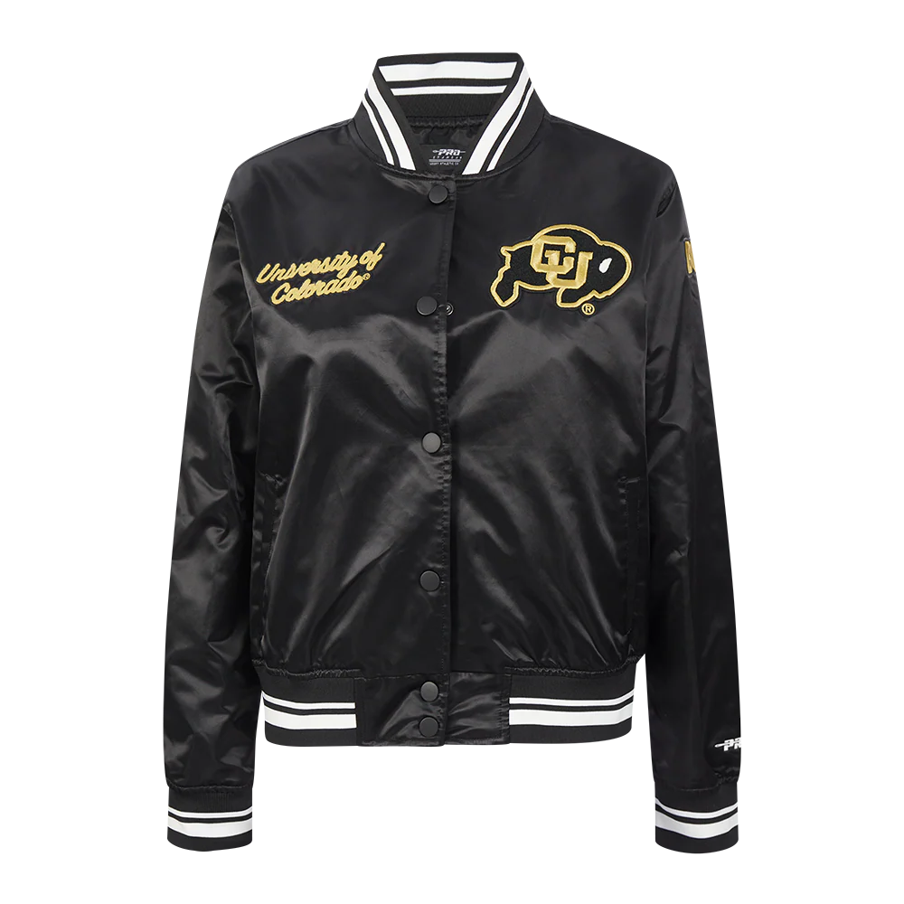 UNIVERSITY OF COLORADO CLASSIC WOMEN'S RIB SATIN JACKET (BLACK)