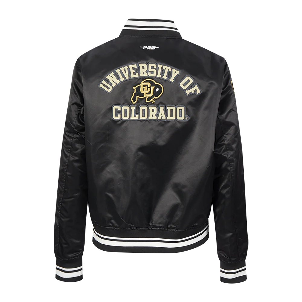 UNIVERSITY OF COLORADO CLASSIC WOMEN'S RIB SATIN JACKET (BLACK) - Image 3