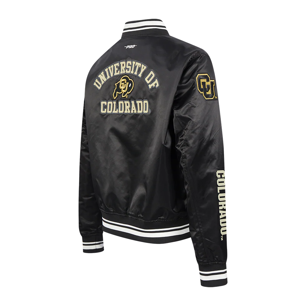 UNIVERSITY OF COLORADO CLASSIC WOMEN'S RIB SATIN JACKET (BLACK) - Image 4