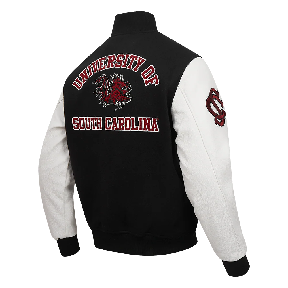 UNIVERSITY OF SOUTH CAROLINA CLASSIC MEN'S WOOL VARSITY JACKET (BLACK/WHITE) - Image 4
