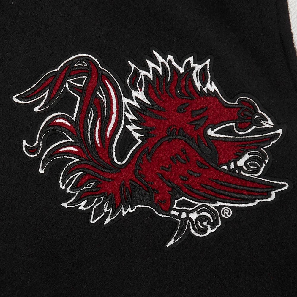 UNIVERSITY OF SOUTH CAROLINA CLASSIC MEN'S WOOL VARSITY JACKET (BLACK/WHITE) - Image 5