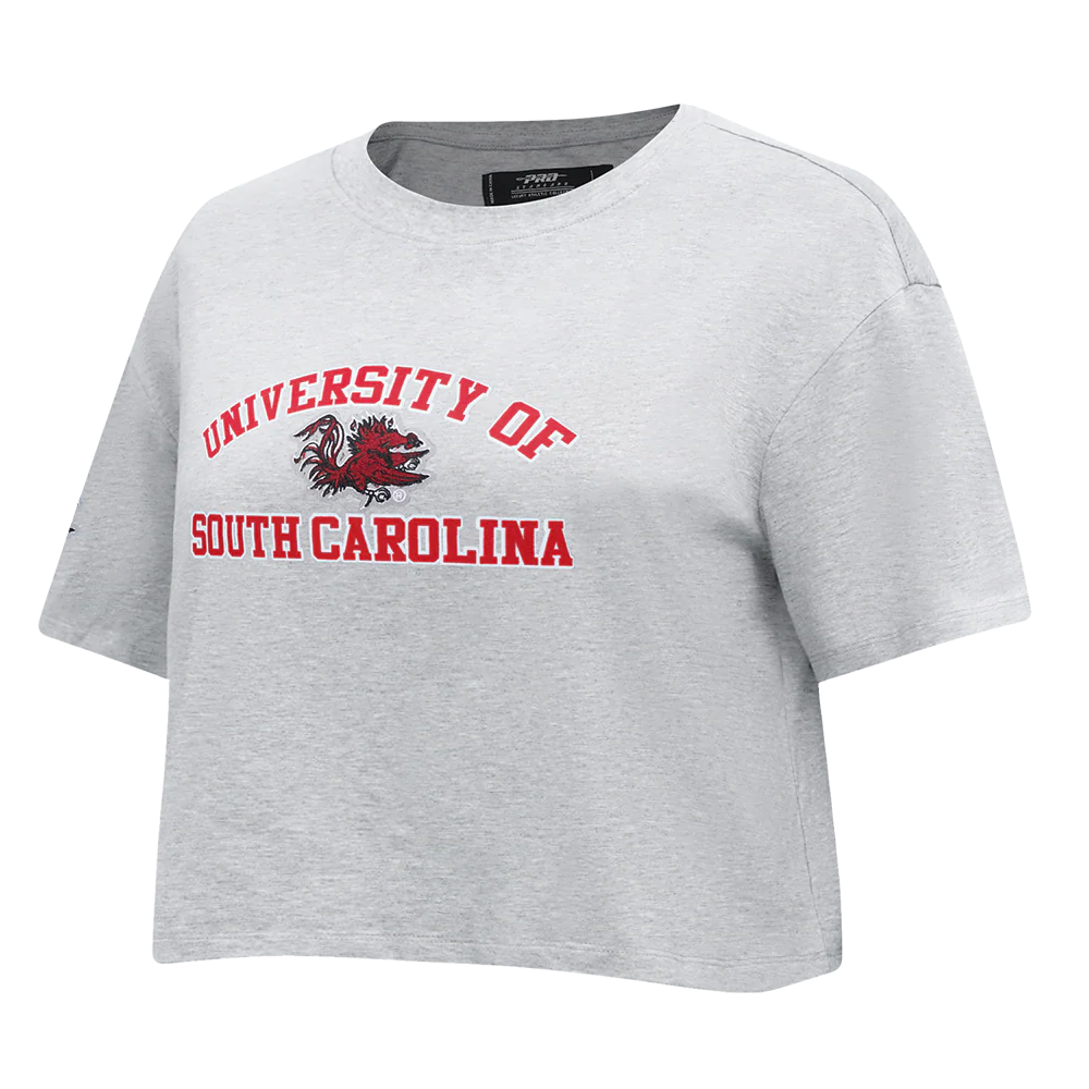 UNIVERSITY OF SOUTH CAROLINA CLASSIC WOMEN'S SINGLE JERSEY BOXY TEE (HEATHER GREY) - Image 2
