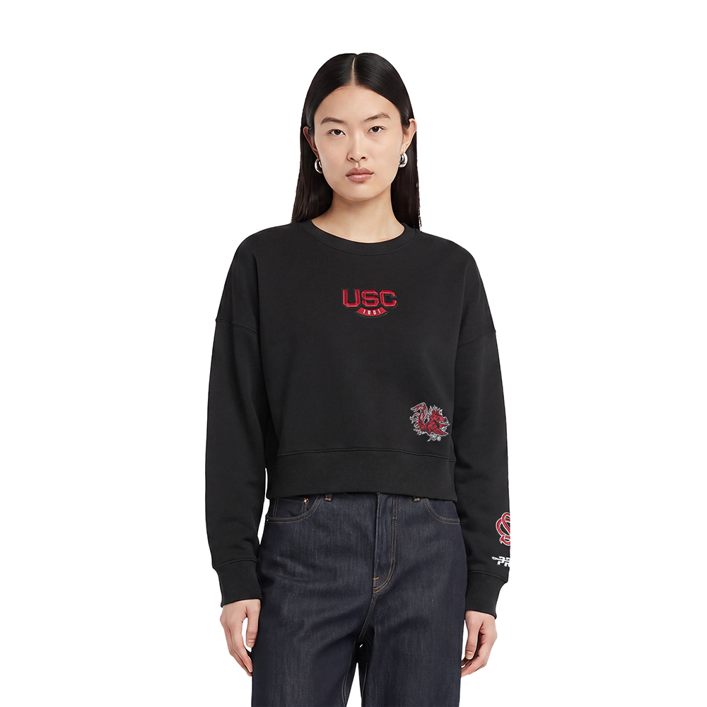 COLLEGE UNIVERSITY OF SOUTH CAROLINA WINGSPAN WOMEN'S FLC CREWNECK (BLACK) - Image 2