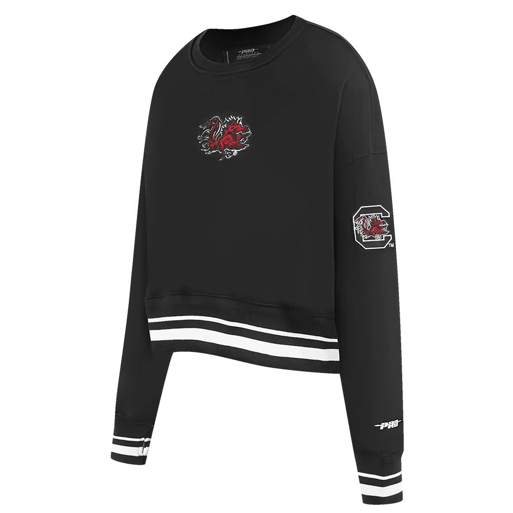 UNIVERSITY OF SOUTH CAROLINA CLASSIC WOMEN'S RIB FLEECE CREWNECK (BLACK) - Image 2