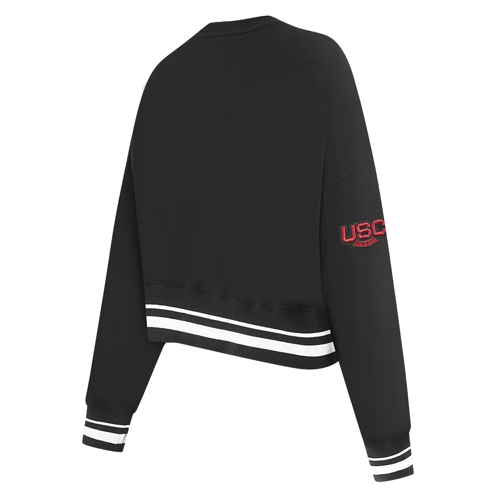 UNIVERSITY OF SOUTH CAROLINA CLASSIC WOMEN'S RIB FLEECE CREWNECK (BLACK) - Image 4
