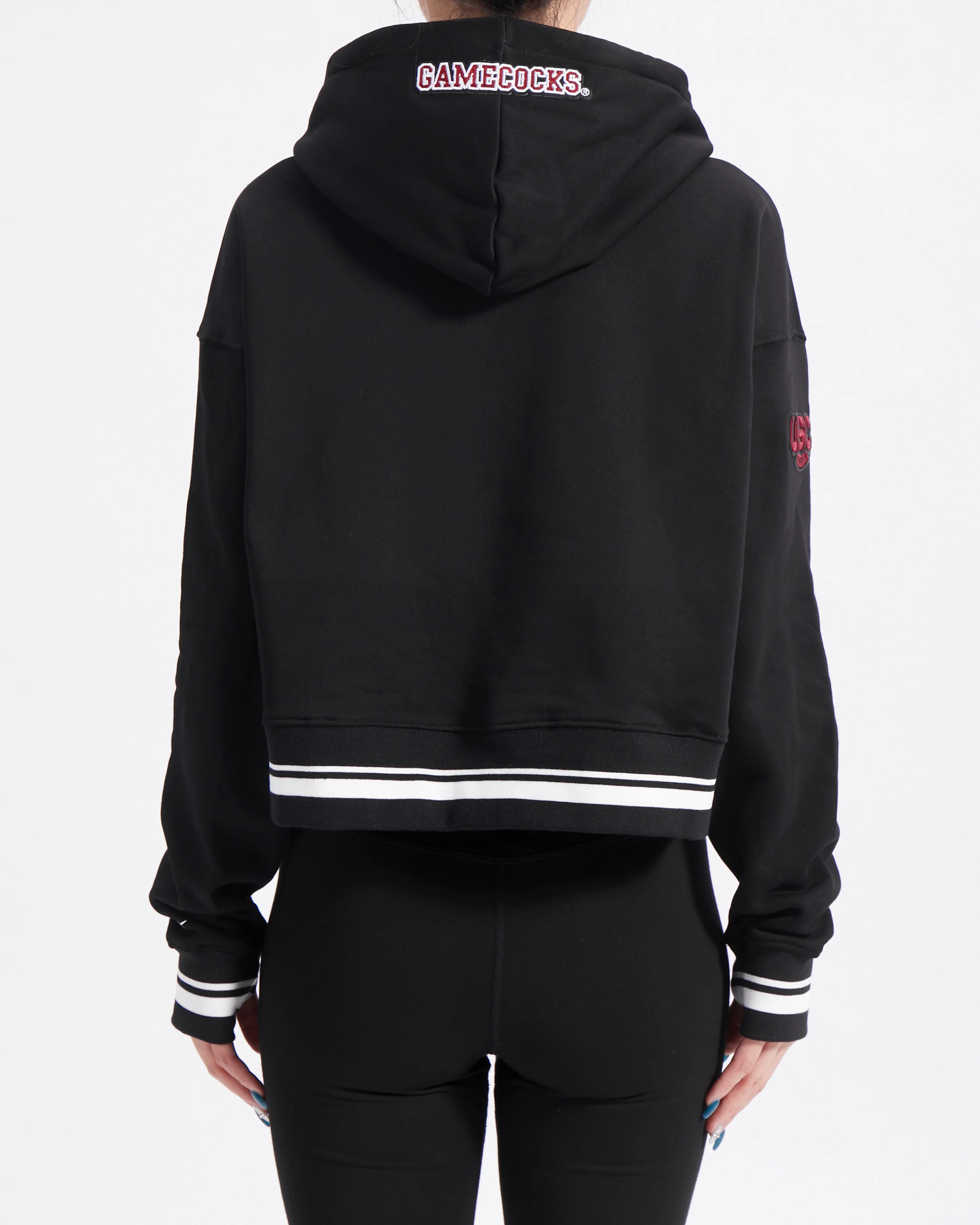 UNIVERSITY OF SOUTH CAROLINA CLASSIC WOMEN'S RIB FLEECE PULLOVER HOODIE (BLACK) - Image 3