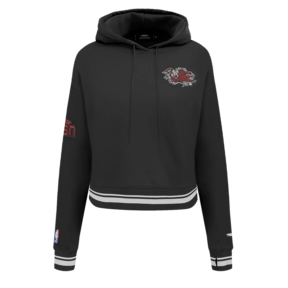 UNIVERSITY OF SOUTH CAROLINA CLASSIC WOMEN'S RIB FLEECE PULLOVER HOODIE (BLACK) - Image 5
