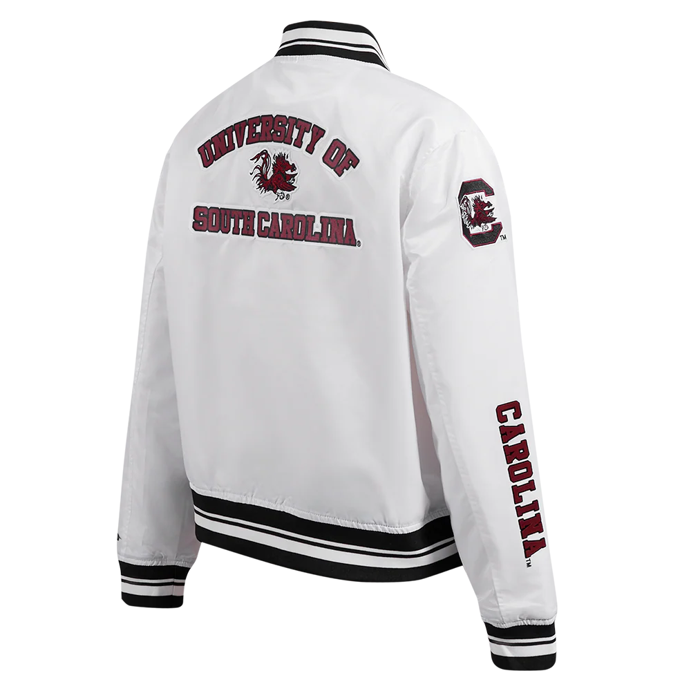 UNIVERSITY OF SOUTH CAROLINA CLASSIC WOMEN'S RIB SATIN JACKET (WHITE/BLACK) - Image 4