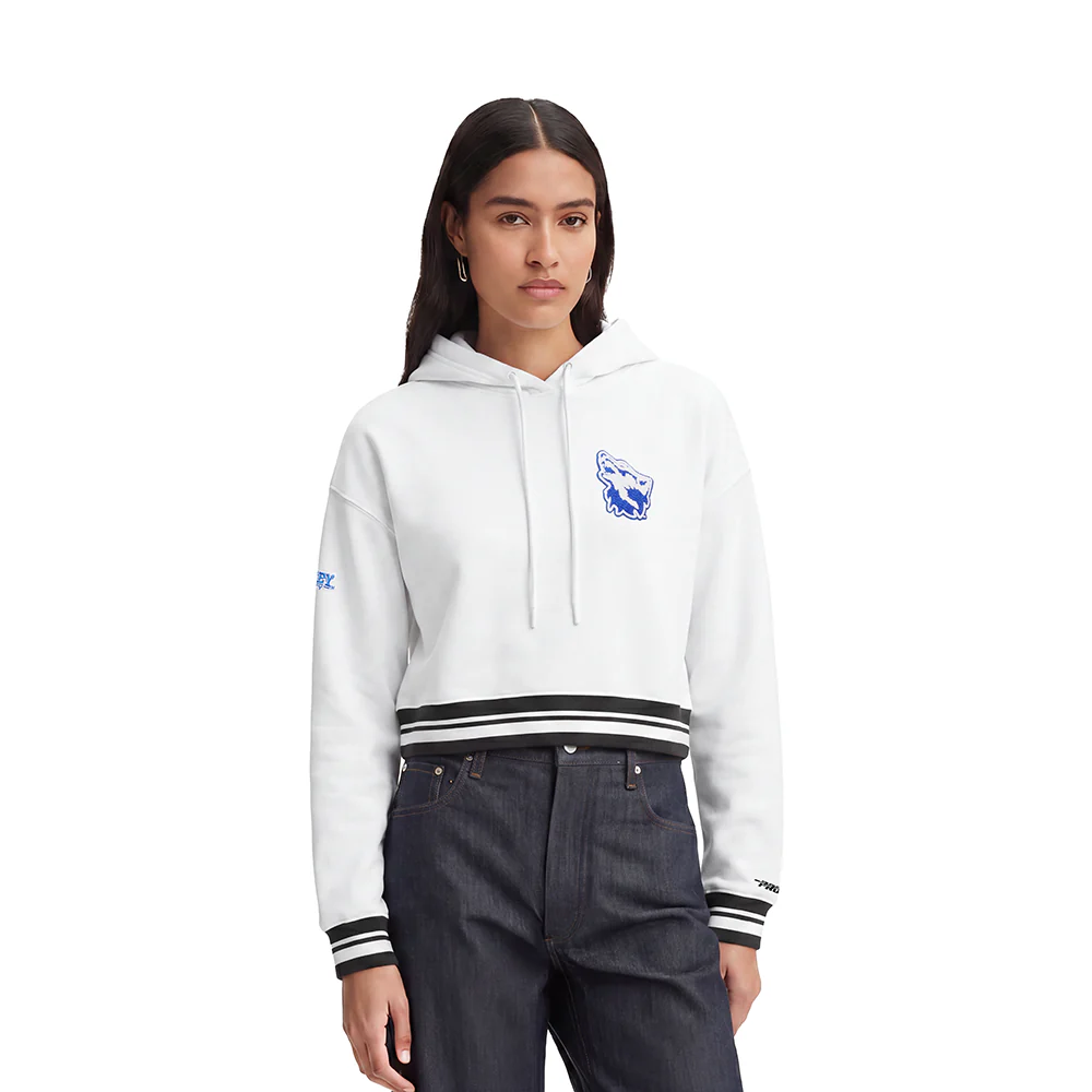 COLLEGE CHEYNEY UNIVERSITY OF PENNSYLVANIA CLASSIC WOMEN'S RIB FLC CROPPED P (WHITE/BLACK)
