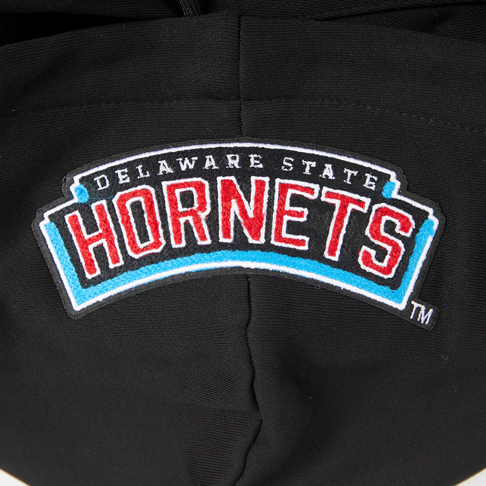 COLLEGE DELAWARE STATE UNIVERSITY CLASSIC WOMEN'S RIB FLC CROPPED PO HOODI (BLACK/RED/BLACK) - Image 9