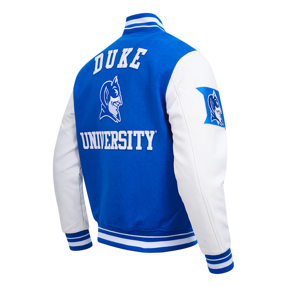 DUKE UNIVERSITY CLASSIC MEN'S RIB WOOL VARSITY JACKET (ROYAL BLUE/WHITE) - Image 4