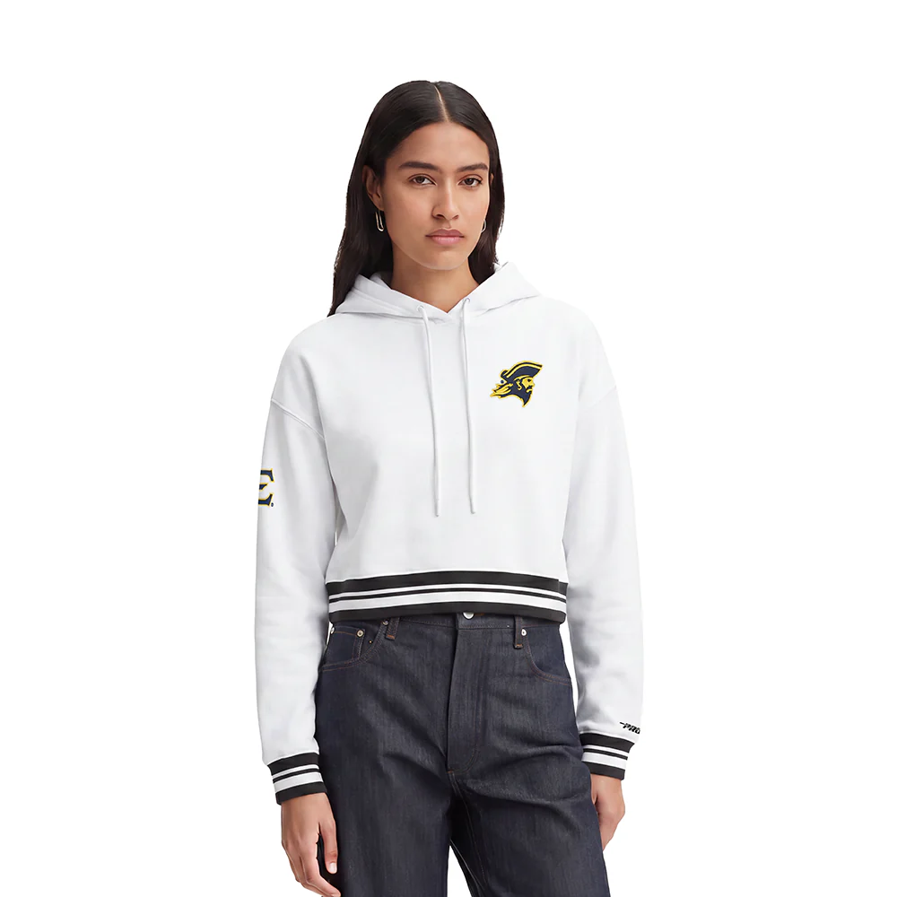 COLLEGE EAST TENNESSEE STATE UNIVERSITY CLASSIC WOMEN'S RIB FLC CROPPED PO H (WHITE/BLACK)