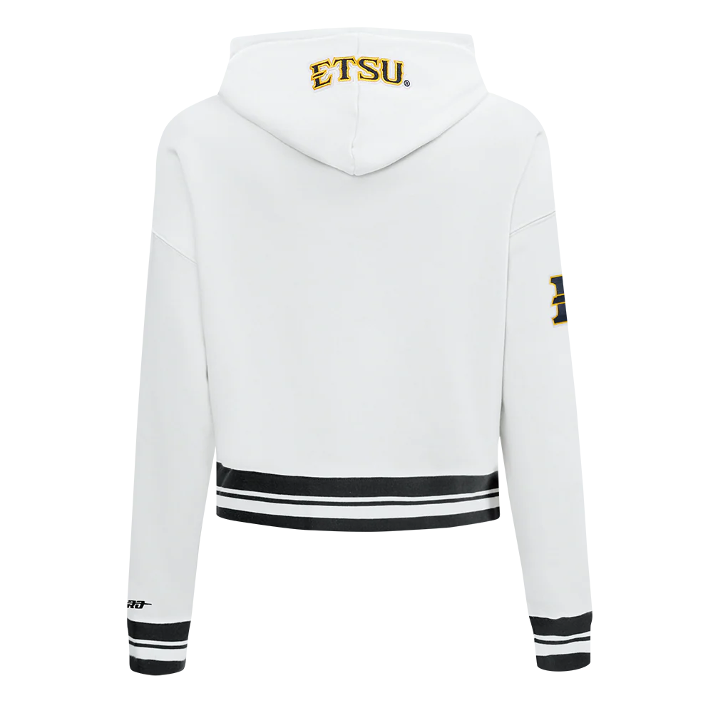 COLLEGE EAST TENNESSEE STATE UNIVERSITY CLASSIC WOMEN'S RIB FLC CROPPED PO H (WHITE/BLACK) - Image 5
