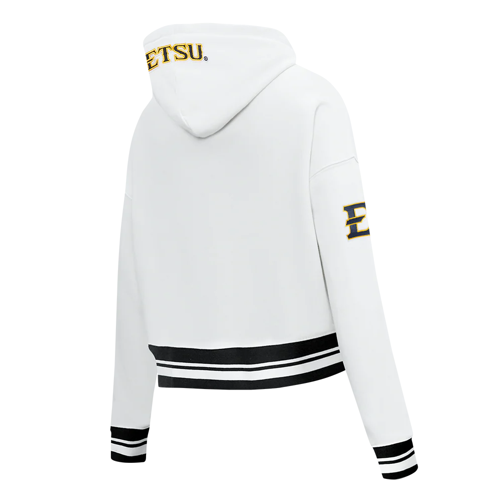 COLLEGE EAST TENNESSEE STATE UNIVERSITY CLASSIC WOMEN'S RIB FLC CROPPED PO H (WHITE/BLACK) - Image 6