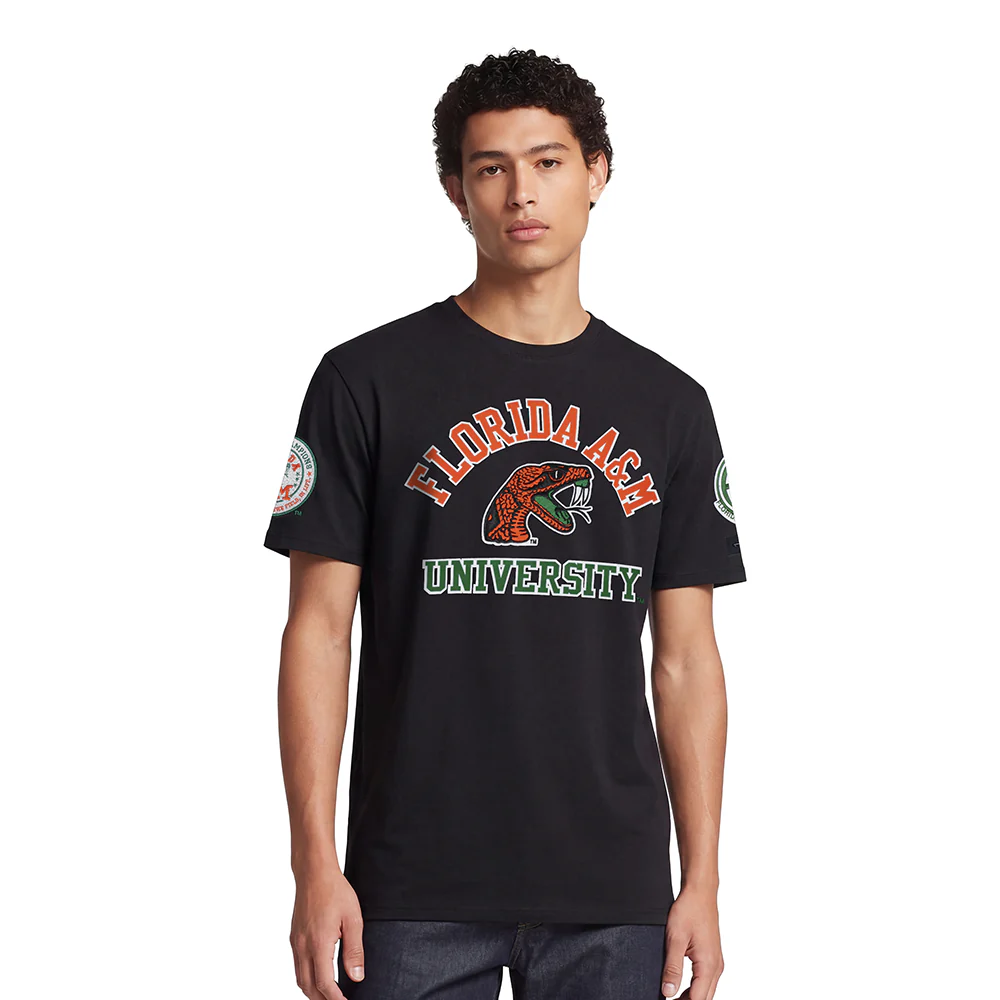 FLORIDA A&M UNIVERSITY CLASSIC MEN'S STACKED LOGO TEE (BLACK)