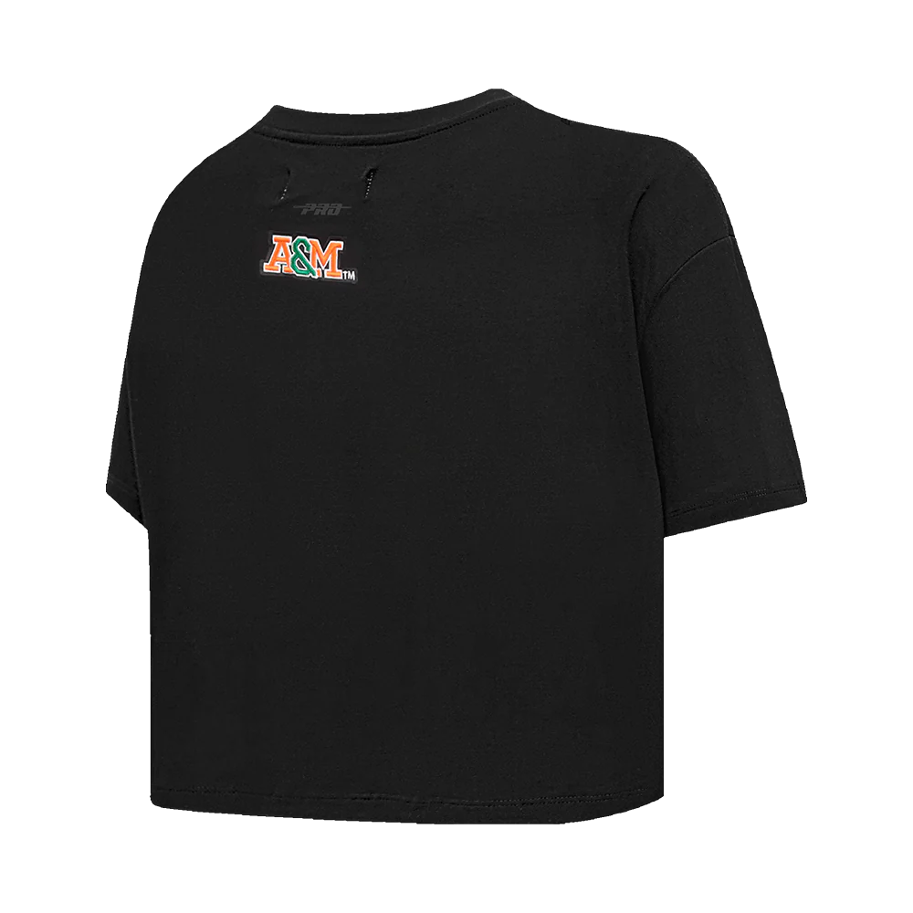 FLORIDA A&M UNIVERSITY CLASSIC WOMEN'S SINGLE JERSEY BOXY TEE (BLACK) - Image 4