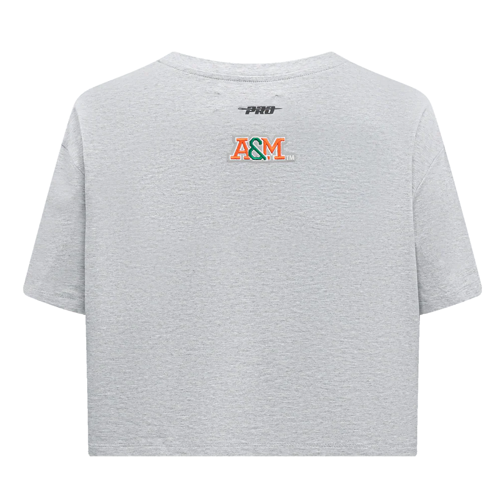 FLORIDA A&M UNIVERSITY CLASSIC WOMEN'S SINGLE JERSEY BOXY TEE (HEATHER GREY) - Image 3