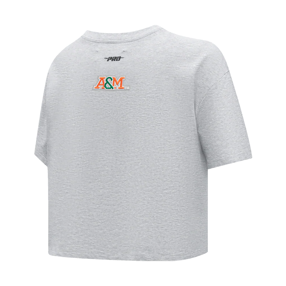 FLORIDA A&M UNIVERSITY CLASSIC WOMEN'S SINGLE JERSEY BOXY TEE (HEATHER GREY) - Image 4