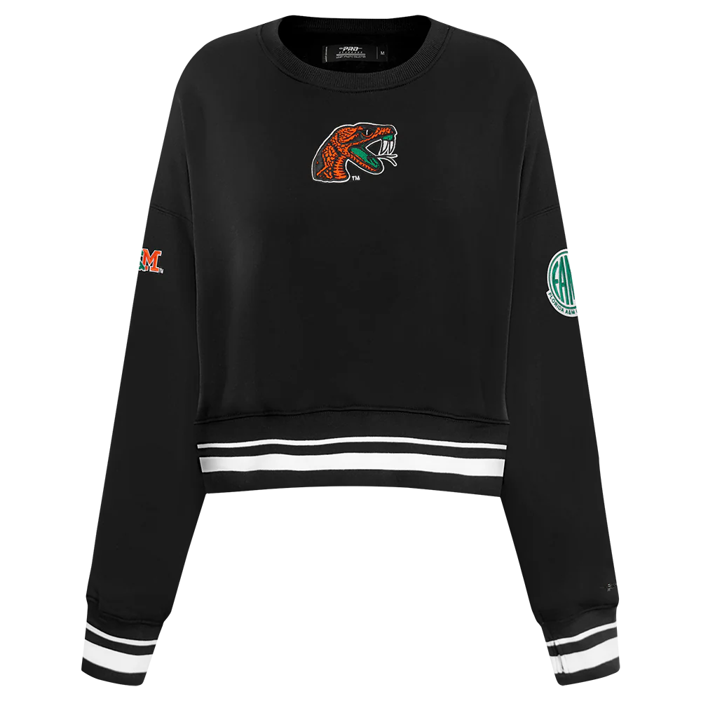FLORIDA A&M UNIVERSITY CLASSIC WOMEN'S RIB FLEECE CREWNECK (BLACK)