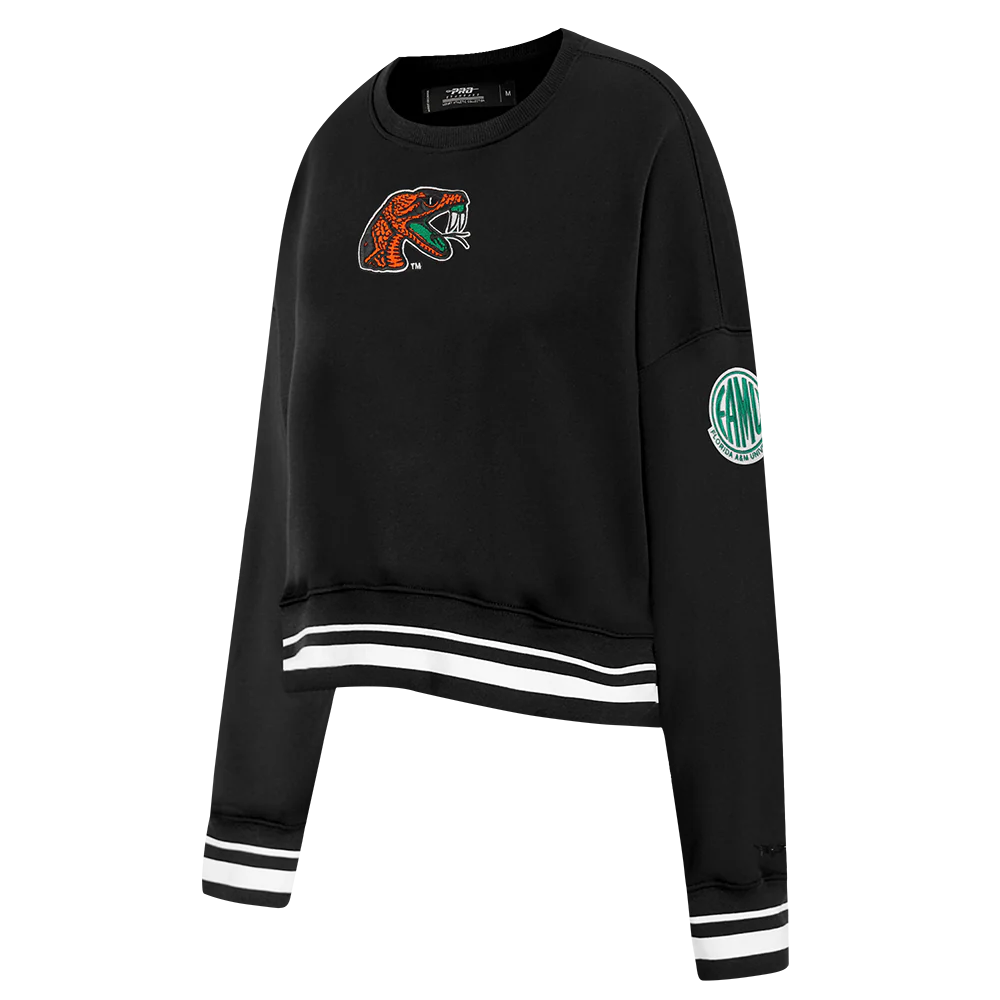 FLORIDA A&M UNIVERSITY CLASSIC WOMEN'S RIB FLEECE CREWNECK (BLACK) - Image 2