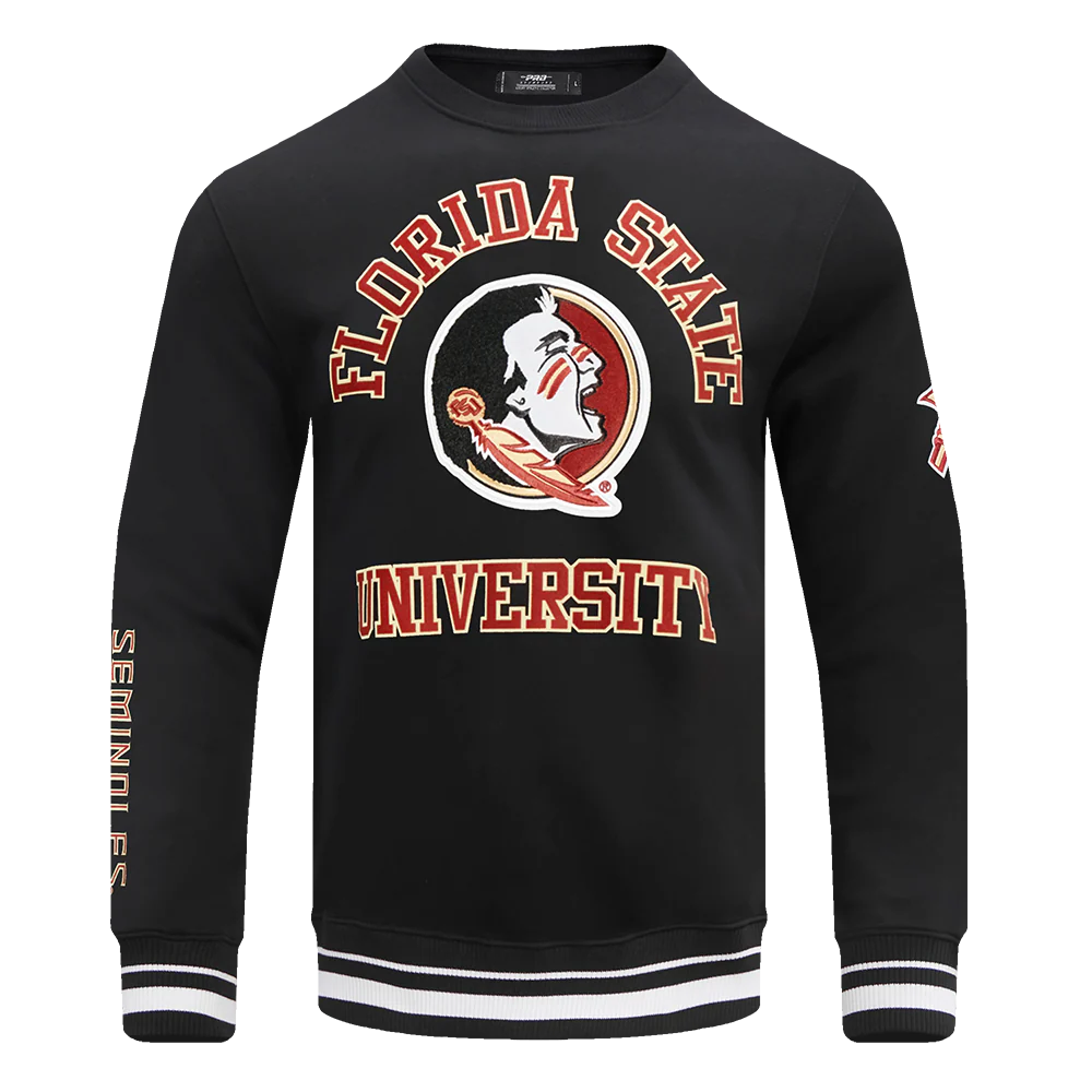 FLORIDA STATE UNIVERSITY CLASSIC MEN'S STACKED LOGO CREWNECK (BLACK)