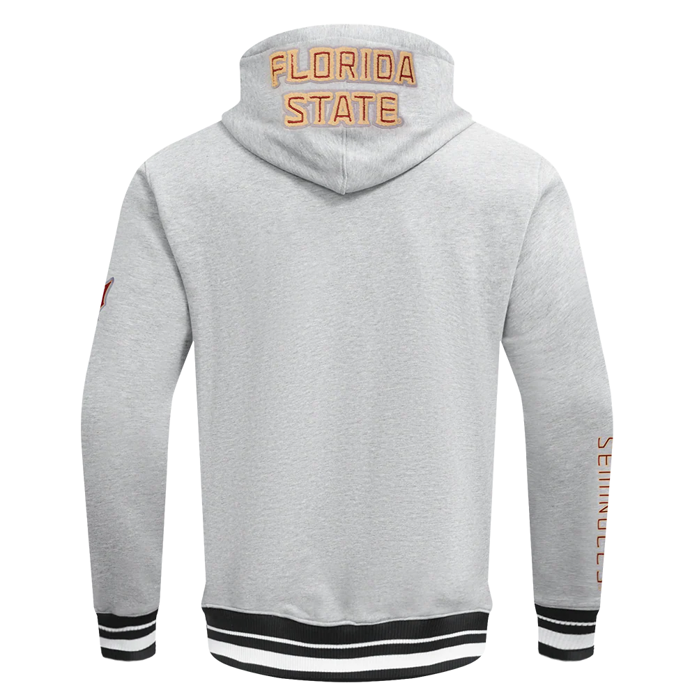 FLORIDA STATE UNIVERSITY CLASSIC MEN'S STACKED LOGO PULLOVER HOODIE (HEATHER GRAY/BLACK) - Image 3