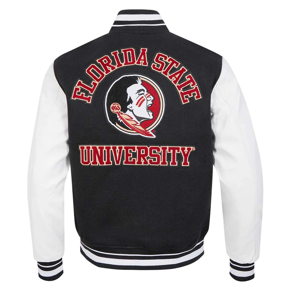 FLORIDA STATE UNIVERSITY CLASSIC WOOL VARSITY JACKET (BLACK/WHITE) - Image 3