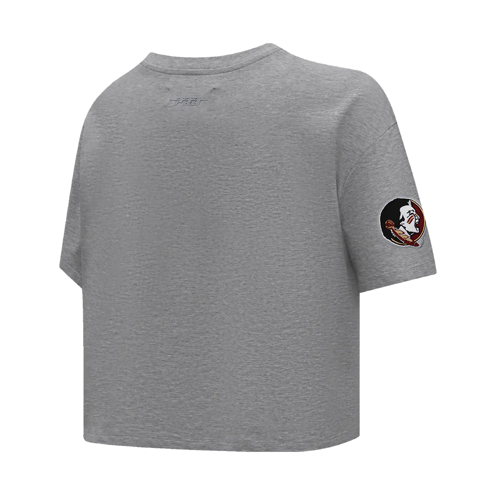 Florida State University NEUTRAL WOMEN'S SJ BOXY TEE (DARK HEATHER GRAY) - Image 4