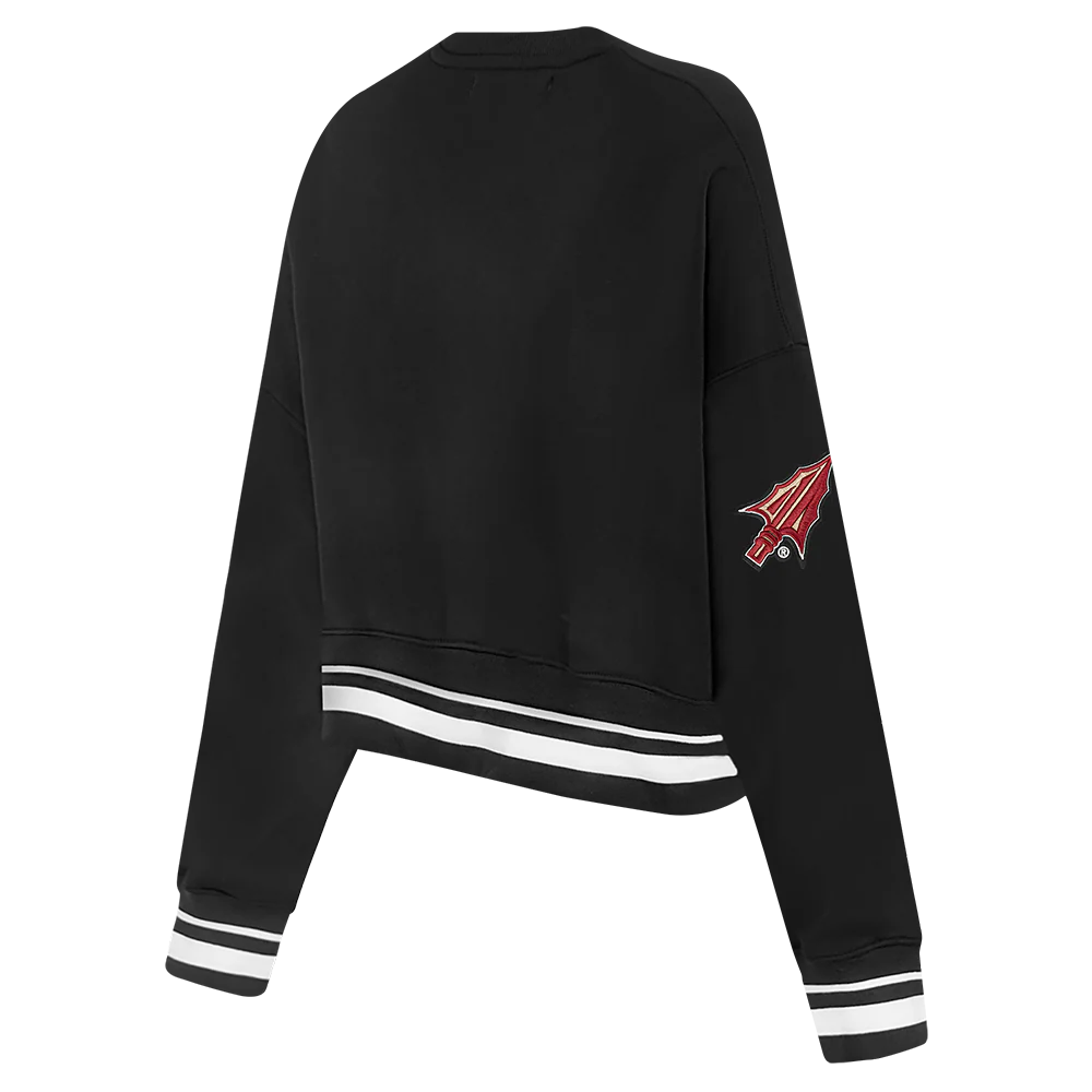 FLORIDA STATE UNIVERSITY CLASSIC WOMEN'S RIB FLEECE CREWNECK (BLACK) - Image 4