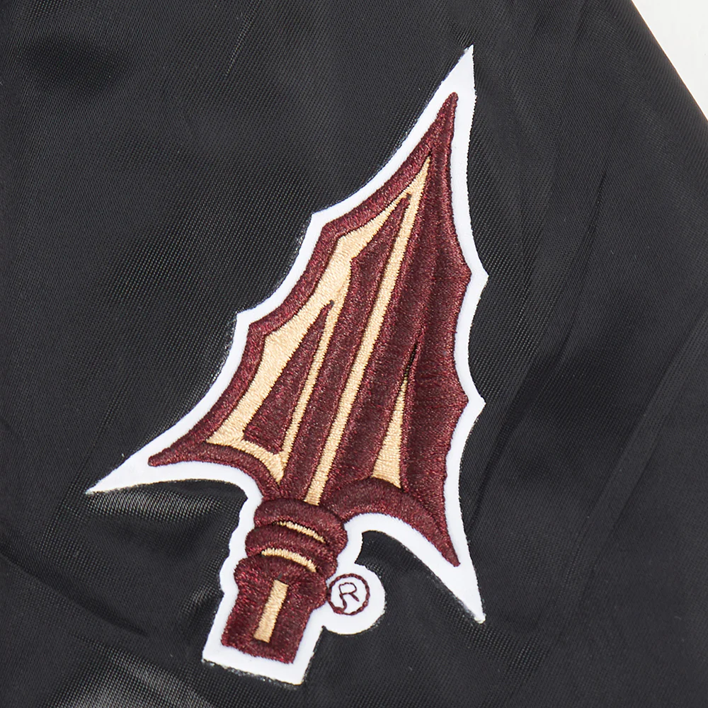 COLLEGE FLORIDA STATE UNIVERSITY CLASSIC WOMEN'S RIB SATIN JACKET (BLACK) - Image 7