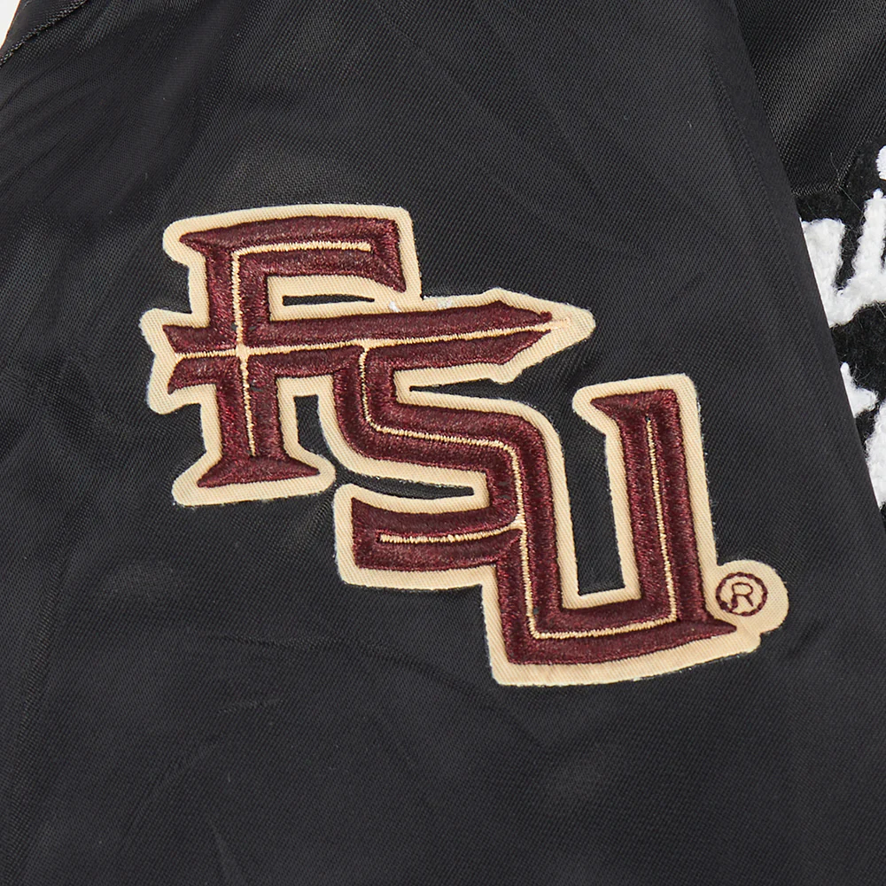 COLLEGE FLORIDA STATE UNIVERSITY CLASSIC WOMEN'S RIB SATIN JACKET (BLACK) - Image 8