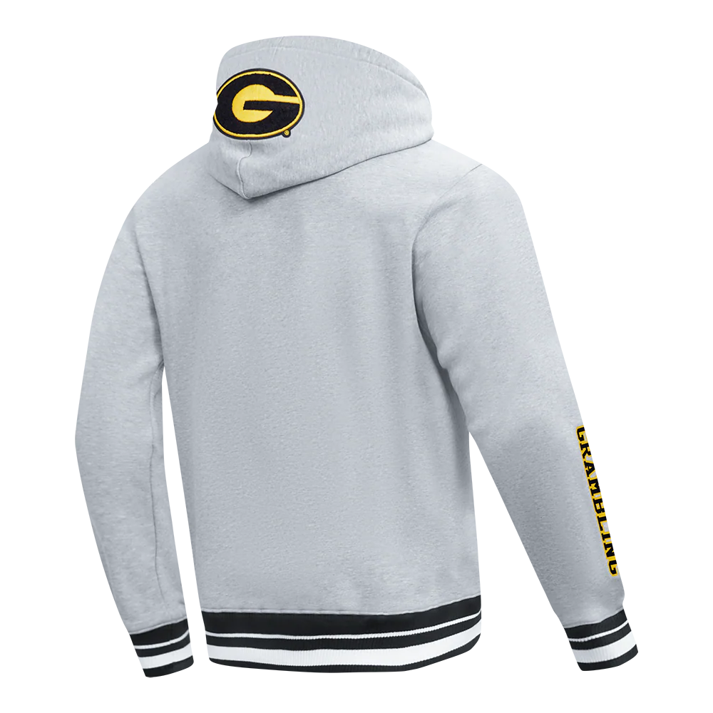 GRAMBLING STATE UNIVERSITY CLASSIC MEN'S STACKED LOGO PULLOVER HOODI (HEATHER GRAY/BLACK) - Image 4